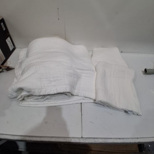 3PC HOUSE & HOME COTTON LAYERED MUSLIN DUVET COVER AND PILLOW CASES WITH STORAGE BAG - KING - WHITE image 2
