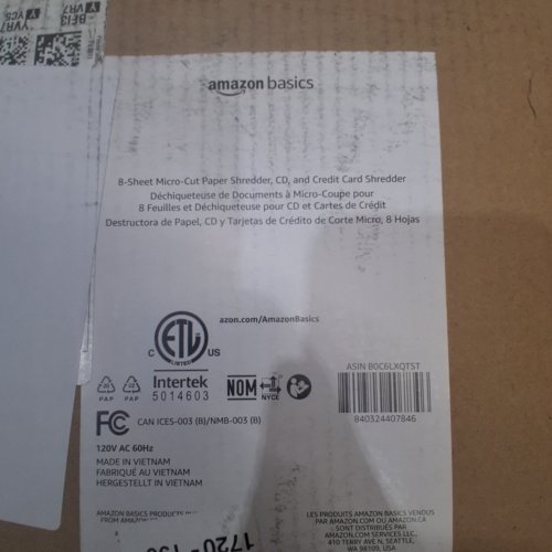 AMAZON BASICS 8-SHEET CROSS-CUT PAPER SHREDDER AND CREDIT CARD SHREDDER WITH WHEELS - BLACK (MODEL: C217-CUS/ B0C6LXQTST)) image 4