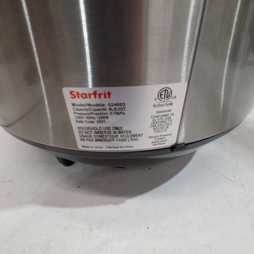 STARFRIT ELECTRIC PRESSURE COOKER - STEAM TRAY, MEASURING CUP & SPATULA- 8L CAPACITY - BLACK (MODEL: 024603) image 5