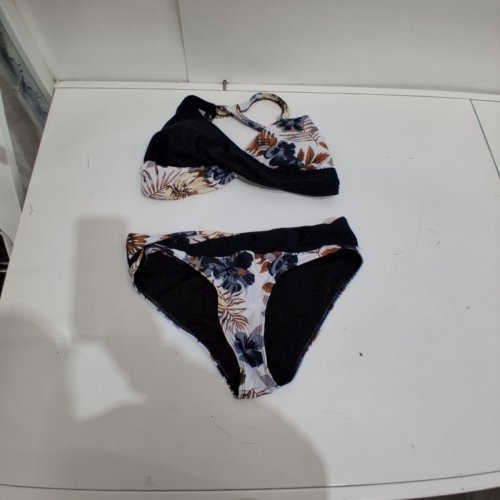 2PC WOMEN'S CRISSCROSS SHOULD STRAP BIKINI SWIMSUIT - EXTRA LARGE - MULTICOLOUR FLORAL image 2