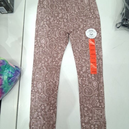 GIRL'S PATTERNED LEGGINGS - SMALL (6) - BROWN/CREAM image 2
