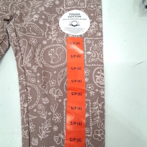 GIRL'S PATTERNED LEGGINGS - SMALL (6) - BROWN/CREAM image 3