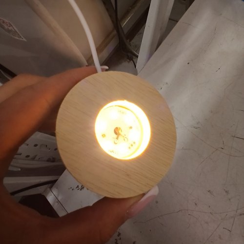 3D CRYSTAL BALL WITH ELEPHANTS AND WOODEN LED BASE - 3" - CLEAR image 2