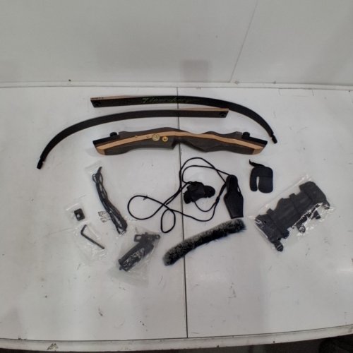 TOPARCHERY RIGHT-HANDED FIBREGLASS RECURVE HUNTING BOW - 62" - 20-50LBS DRAW WEIGHT - BROWN AND BLACK image 2