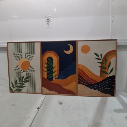 3PC ASSORTED FRAMED WALL ART PANELS 16" X 24" - MULTICOLOR image 2