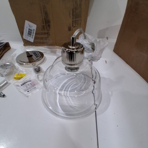 KITCHLER EASTMONT SINGLE PENDANT HANGING LIGHT WITH GLASS SHADE - POLISHED NICKEL (MODEL:178727) image 4