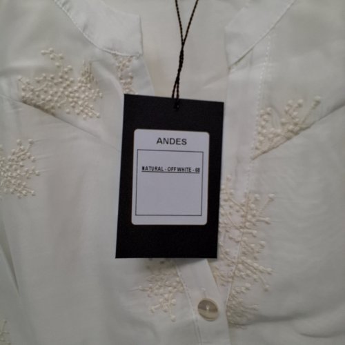 WOMEN'S BARILOCHE SHEAR EMBROIDERED BUTTON-UP SHIRT - SMALL / MEDIUM - 38 - NATURAL OFF-WHITE (STYLE : ANDES) image 6