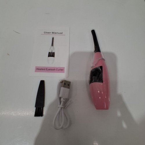 USB RECHARGEABLE HEATED EYELASH CURLER WAND WITH LED SCREEN - PINK - (MODEL: BY-016) image 3