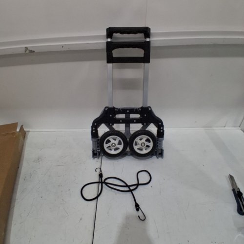 YOSHIKO PORTABLE HEIGHT ADJUSTABLE FOLDING HAND TRUCK DOLLY TROLLEY - 175LBS MAX - BLACK/STAINLESS - (MODEL: ‎66611857) image 2