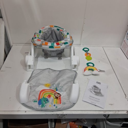 BRIGHT STARTS LEARN-TO-SIT 2-POSITION BABY FLOOR SEAT WITH TOYS - 4-12MONTHS - GREY / WHITE / YELLOW ( MODEL 12956 ) image 2