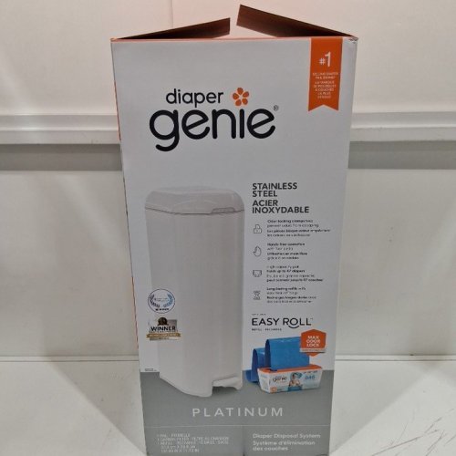 DIAPER GENIE SIGNATURE STAINLESS STEEL PLATINUM DIAPER PAIL - 32.9" - WHITE (MODEL: I000808) image 5