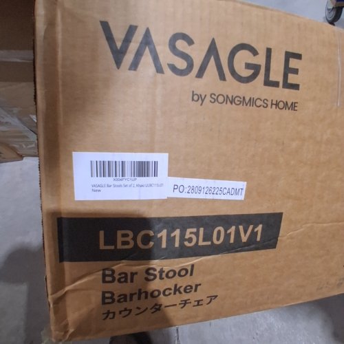 2PK VASAGLE COUNTER HEIGHT BAR STOOLS - 16.5" X 25.6" - CAPPUCCINO BEIGE (MODEL: ULBC115K01) image 2