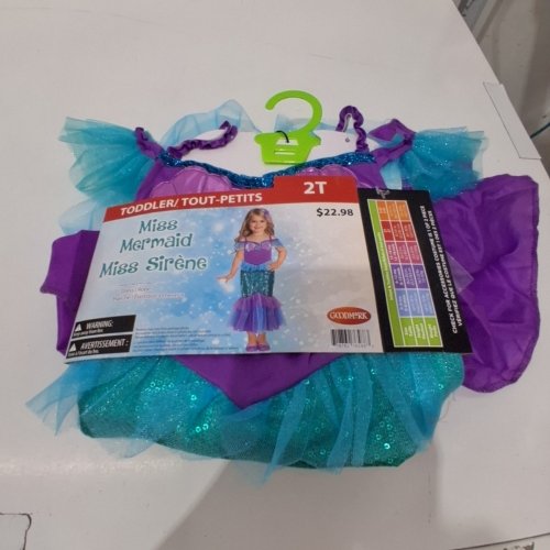 2PC GIRL'S GOODMARK MISS MERMAID COSTUME SET - 2T - PURPLE/TURQUOISE image 2