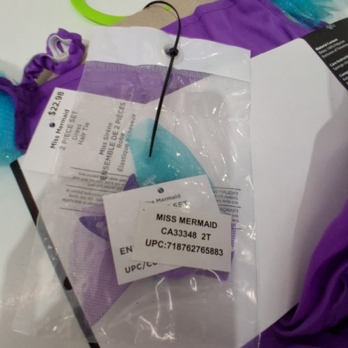 2PC GIRL'S GOODMARK MISS MERMAID COSTUME SET - 2T - PURPLE/TURQUOISE image 3