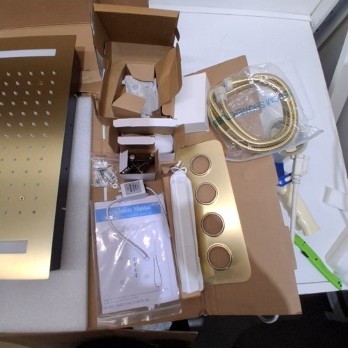 ENGA THREE-FUNCTION CONCEALED SHOWER SET WITH BODY JETS -14" X 20" - BRUSHED GOLD (MODEL: EG-KT-23*) image 8