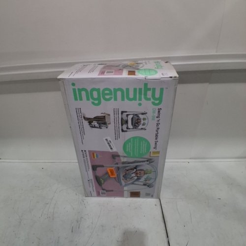 INGENUITY BRIGHT STARTS SWING 'N GO PORTABLE SWING WITH MULTIPLE SOUNDS/SWING SETTINGS, 20LBS CAPACITY - HUGS & HOOTS - GREY/TEAL/WHITE (MODEL: 10247-ES) image 5