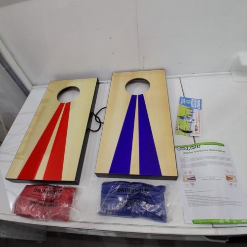 GOSPORTS PORTABLE SIZE CORNHOLE GAME SET WITH 6 BEAN BAG - 2FT X 1FT - WOOD/BLUE/RED (MODEL : CH-03-MDF-WOOD) image 2