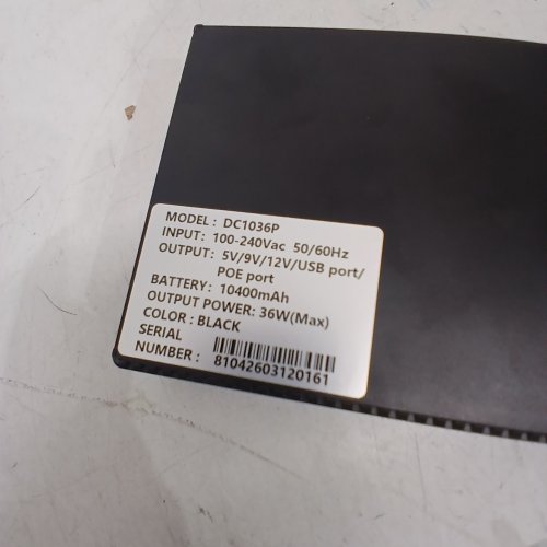 PORTABLE DC UPS POWER BANK POWER SUPPLY - 10400 MAH, 36W MAX,- BLACK (MODEL: DC1036P) image 3