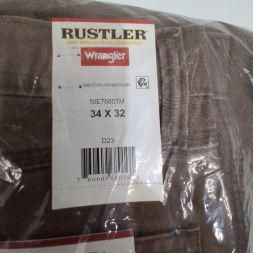 MEN'S WRANGLER RUSTLER CARPENTER HEAVYWEIGHT DENIM PANTS - 34W X 32L - BROWN image 2