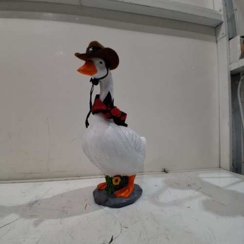 JOYFUL PORCH GOOSE STATUE WITH COWBOY HAT - 20" - WHITE image 2