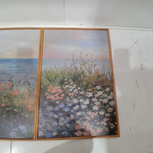 3PC FLORAL LANDSCAPE FRAMED WALL ART - 16" X 24" - MULTICOLOR WITH BROWN FRAMES image 3