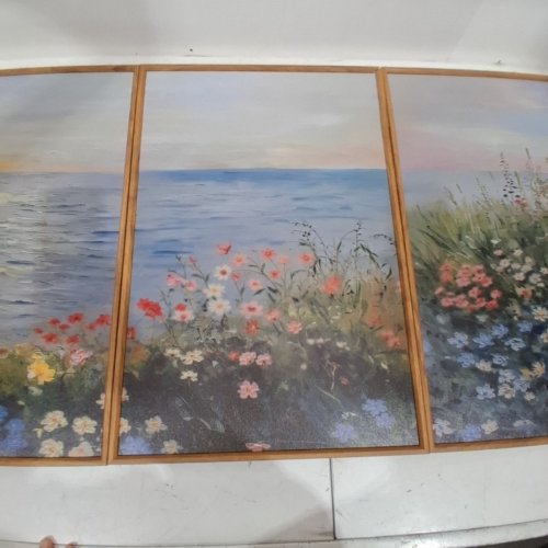 3PC FLORAL LANDSCAPE FRAMED WALL ART - 16" X 24" - MULTICOLOR WITH BROWN FRAMES image 4