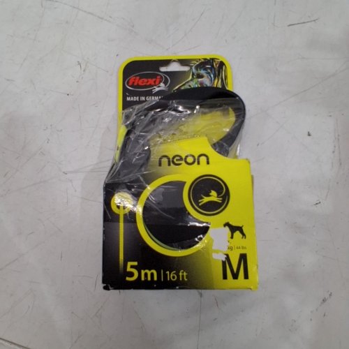 FLEXI FUN NEON REFLECTIVE RETRACTABLE DOG LEASH- 16FT - medium -YELLOW\BLACK image 2