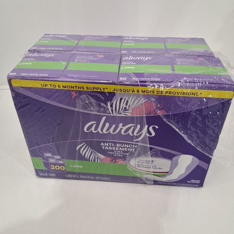 200PK ALWAYS LONG ANTI-BUNCH EXTRA PROTECTION DAILY LINERS image 2
