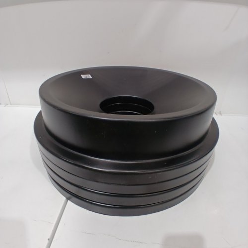 4PK BRONCO ROUND WASTE BIN TRASH CONTAINER FUNNEL LID- FOR 32GAL BINS/CONTAINERS - BLACK (MODEL: 34103503) image 2