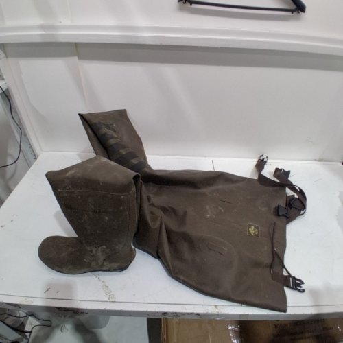 MEN'S WHITE RIVER FLY SHOP RUBBER BOOT-FOOT WADERS - SIZE 12 - REGULAR FIT - BROWN (STYLE : 100356393) image 2
