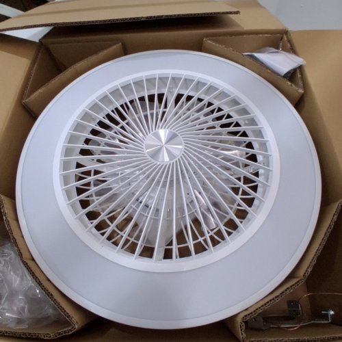 SPNOID CEILING FAN WITH DIMMABLE LIGHT AND REMOTE - 19" - WHITE POLKA DOT image 2