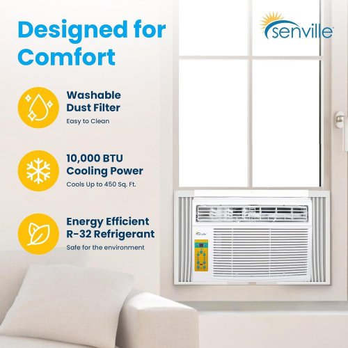 SENVILLE WINDOW AIR CONDITIONER - COOLS UP TO 450 SQ. FT - WHITE (MODEL: SENWWAC-10CMN10) image 4