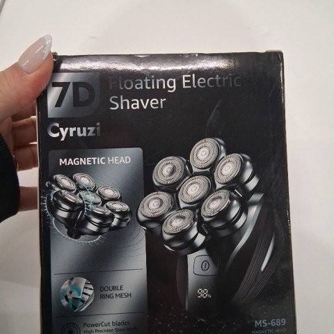 MEN'S CYRUZI DETACHABLE HEAD SHAVER - MAGNETIC HEAD - BLACK/GREEN (MODEL: MS-689) image 2
