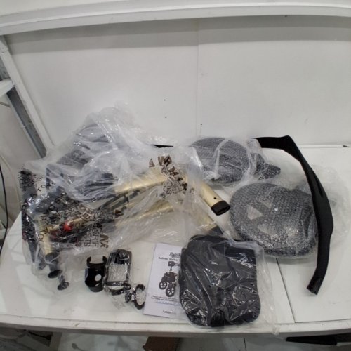 ROLLISROLL ALL TERRAIN ROLLATOR WALKER WITH SEAT, BACKREST & 12" BIG RUBBER WHEELS - 300LBS CAPACITY - GOLD/BLACK (MODEL: A42004W12) image 2