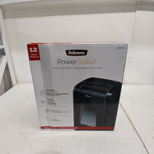 FELLOWES CROSS-CUT PAPER SHREDDER - 12 SHEETS - BLACK (MODEL: 1200C) image 2