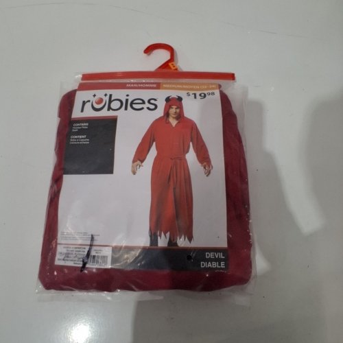 2PC MEN'S RUBIES DEVIL COSTUME - MEDIUM (32-34) - RED (STYLE: DEVIL / DIABLE) image 2