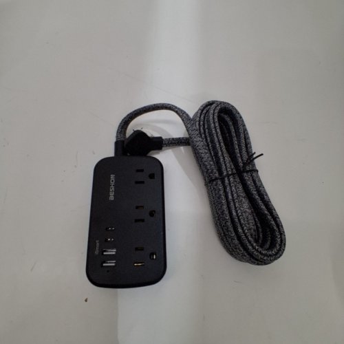 BESHON POWER STRIP SURGE PROTECTOR WITH FLAT PLUG, 6 OUTLETS, 2 USB-C, AND 2 USB-A - 15FT - BLACK (MODEL: BS621) image 4