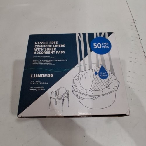 50PK LUNDERG COMMODE LINERS WITH ABSORBENT PADS - 20.5" X 15" image 2
