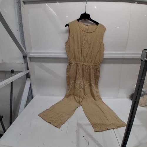 WOMEN'S SLEEVELESS WIDE-LEG JUMPSUIT - MEDIUM - TAN image 2