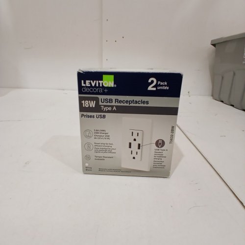 2PK LEVITON DECORA DUPLEX 3.6AMP USB CHARGER AND 15 AMP TAMPER RESISTANT RECEPTACLE - WHITE (MODEL: 756-T5632-2BW) image 3