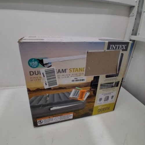 INTEX DURA-BEAM PRESTIGE AIR MATTRESS WITH BUILT IN USB PUMP - 12" RAISED - QUEEN - GREY (MODEL: 64114E) image 4