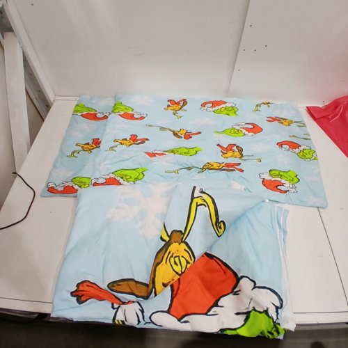 3PC GRINCH CHRISTMAS THEMED CHILDRENS BEDDING SET - FULL / DOUBLE - LIGHT BLUE image 2