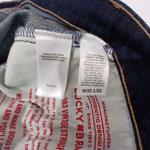 MENS LUCKY BRAND 363 VINTAGE STRAIGHT JEANS - 32W / 32L - DARK BLUE image 3