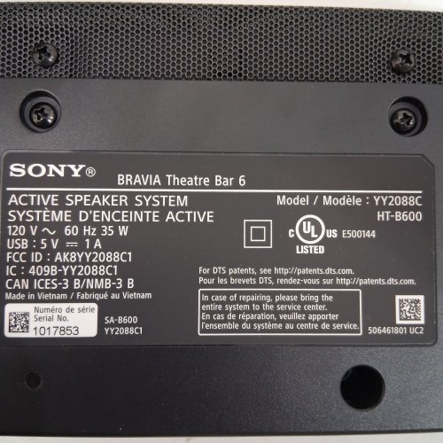 SONY BRAVIA 6 THEATER BAR - SURROUND SOUND | DOLBY ATMOS - BLACK - (MODEL: HT-B600) image 10