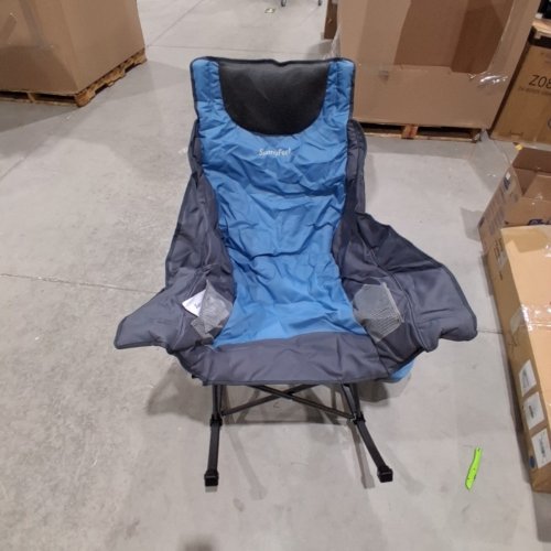 SUNNYFEEL OVERSIZED FOLDING PADDED CAMPING ROCKING CHAIR - 500 LBS MAX - LIGHT BLUE / GREY (MODEL: AC2026D) image 3