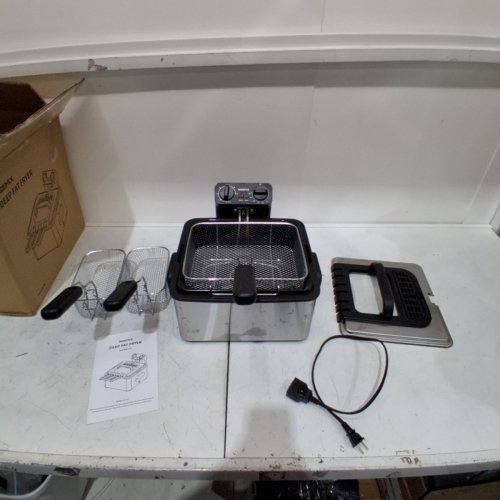 REEMIX ELECTRIC DEEP FRYER WITH 3 STAINLESS STEEL BASKETS - 2 X 2 QT & 1 4 QT - 4.5L - BLACK AND SILVER (MODEL: DF-451) image 4