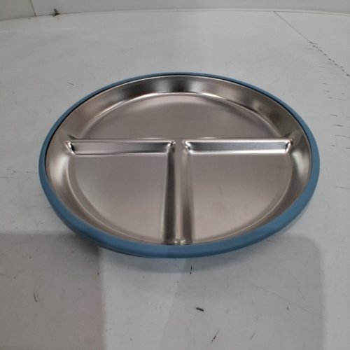 DIVIDED BABY PLATE WITH SUCTION BASE - 9" - BLUE image 2