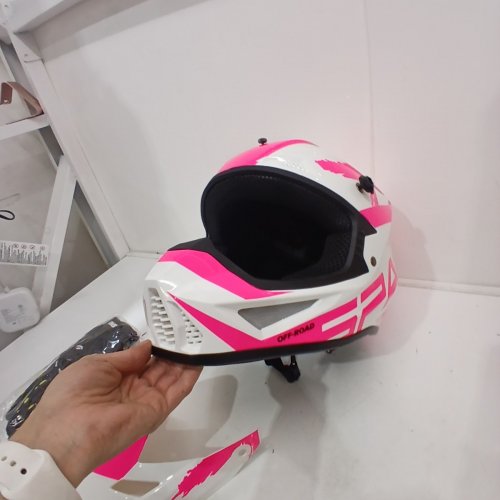 3PC UNISEX ADULTS SANQING MOTOCROSS HELMET - MEDIUM - PINK AND WHITE (MODEL: WT-802) image 4