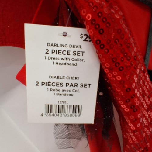 2PC DEVIL COSTUME DRESS SET WITH COLLAR AND HEADBAND - RED AND BLACK (STYLE: 12781 L) image 2
