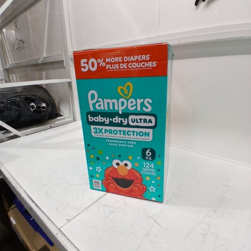 124PK PAMPERS BABY DRY ULTRA FRAGRANCE FREE 3X PROTECTION DIAPERS - SIZE 6 (35LB+) image 2